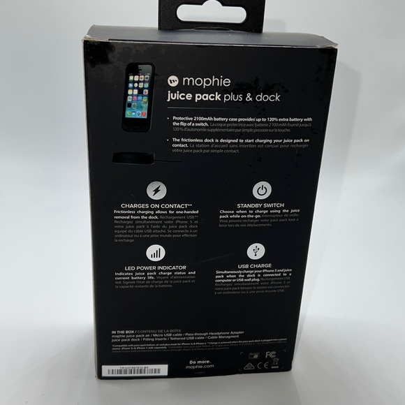 NWT MOPHIE IPHONE 5s& 5 JUICE PACK PLUS AND DOCK - Picture 3 of 9